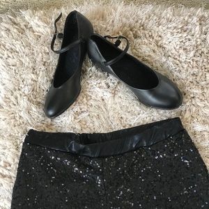 Sequined Dance shorts and character shoes